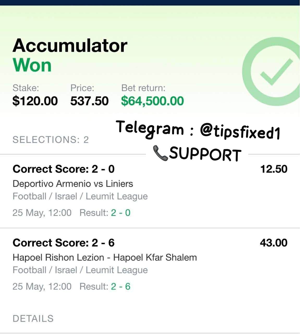Accumulator Correct Score Win